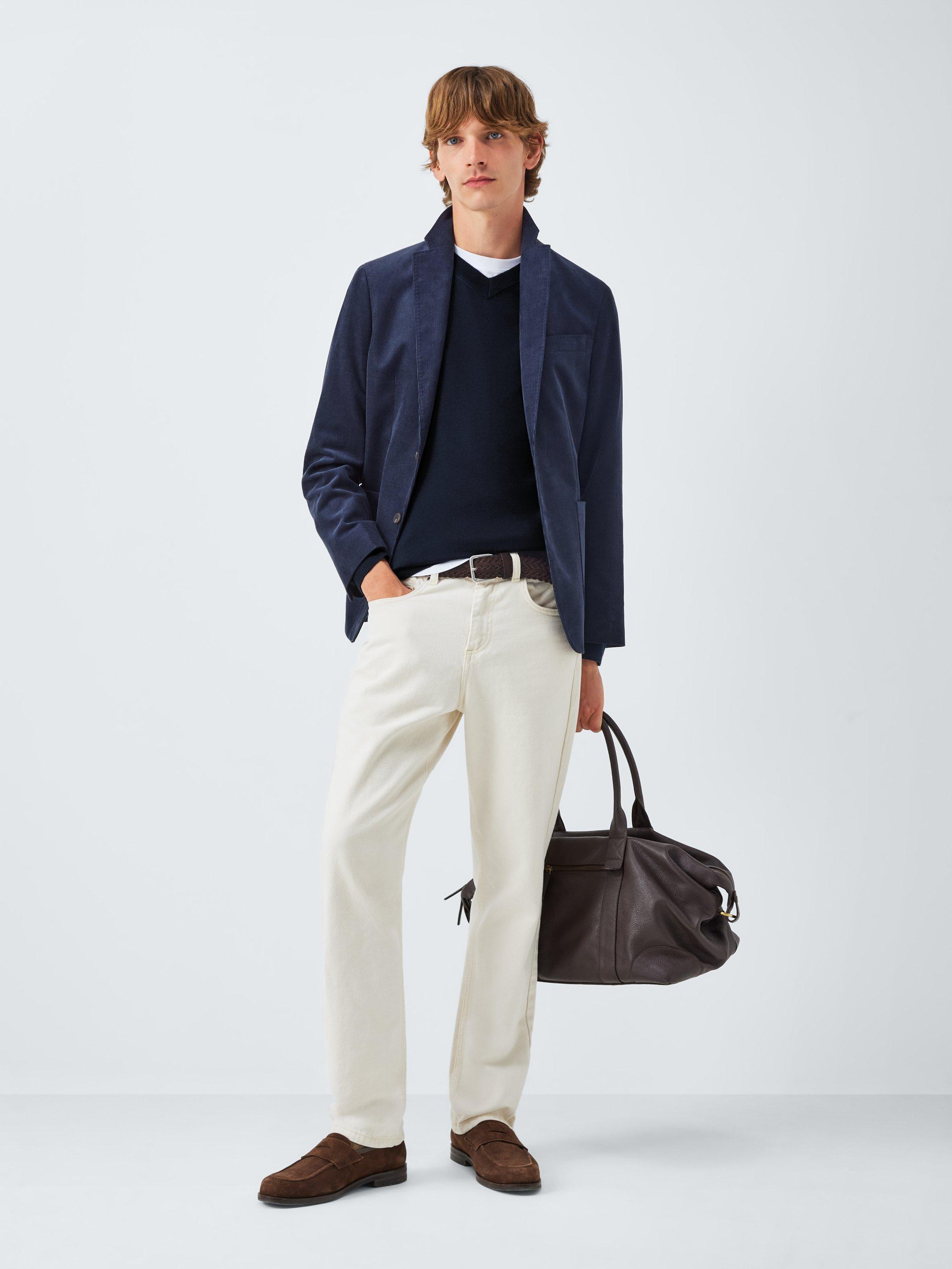 Product image 3 of 6, which shows John Lewis Merino Wool V-Neck Jumper, Sky Captain, M