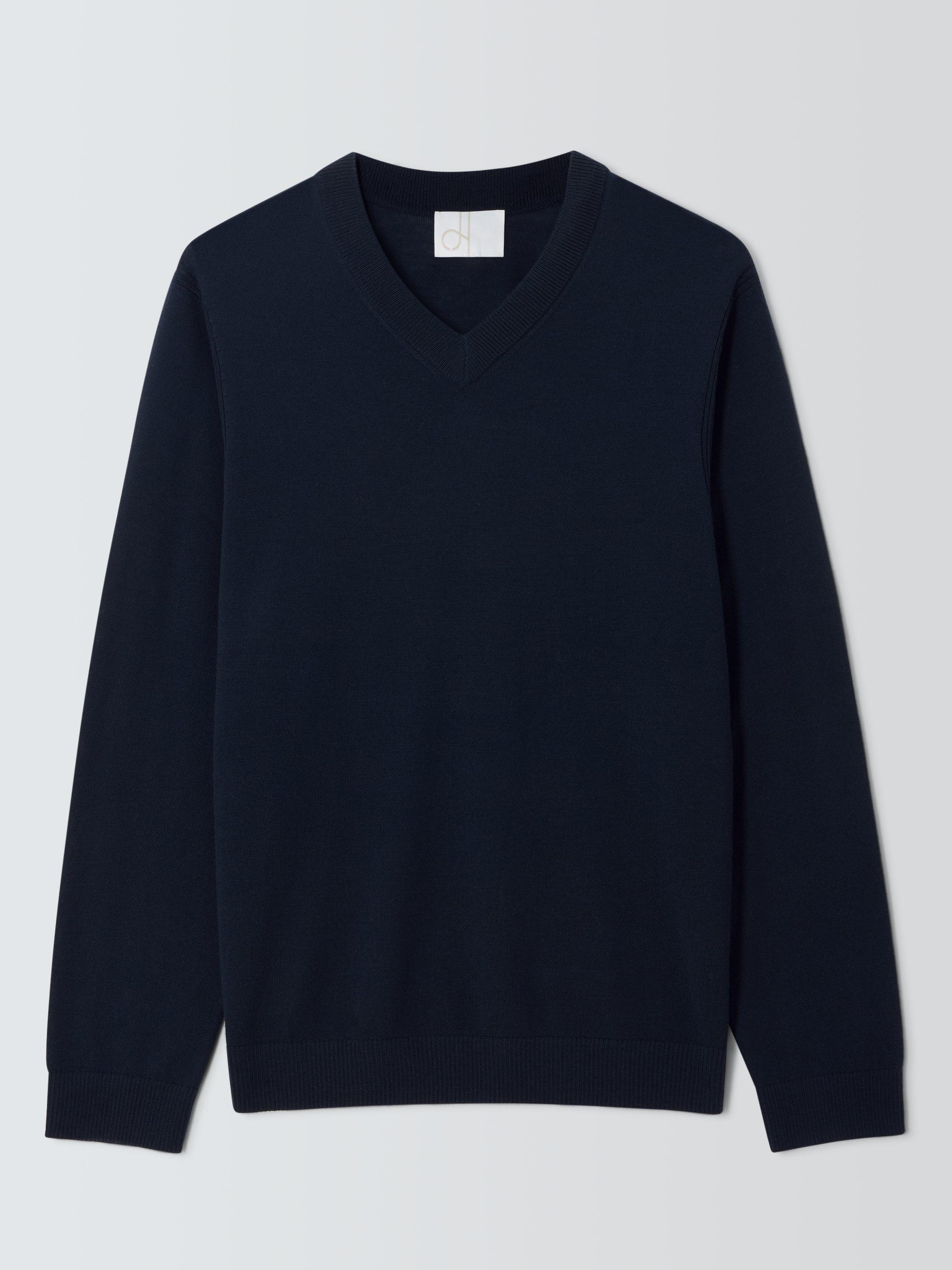 Product image 4 of 6, which shows John Lewis Merino Wool V-Neck Jumper, Sky Captain, M