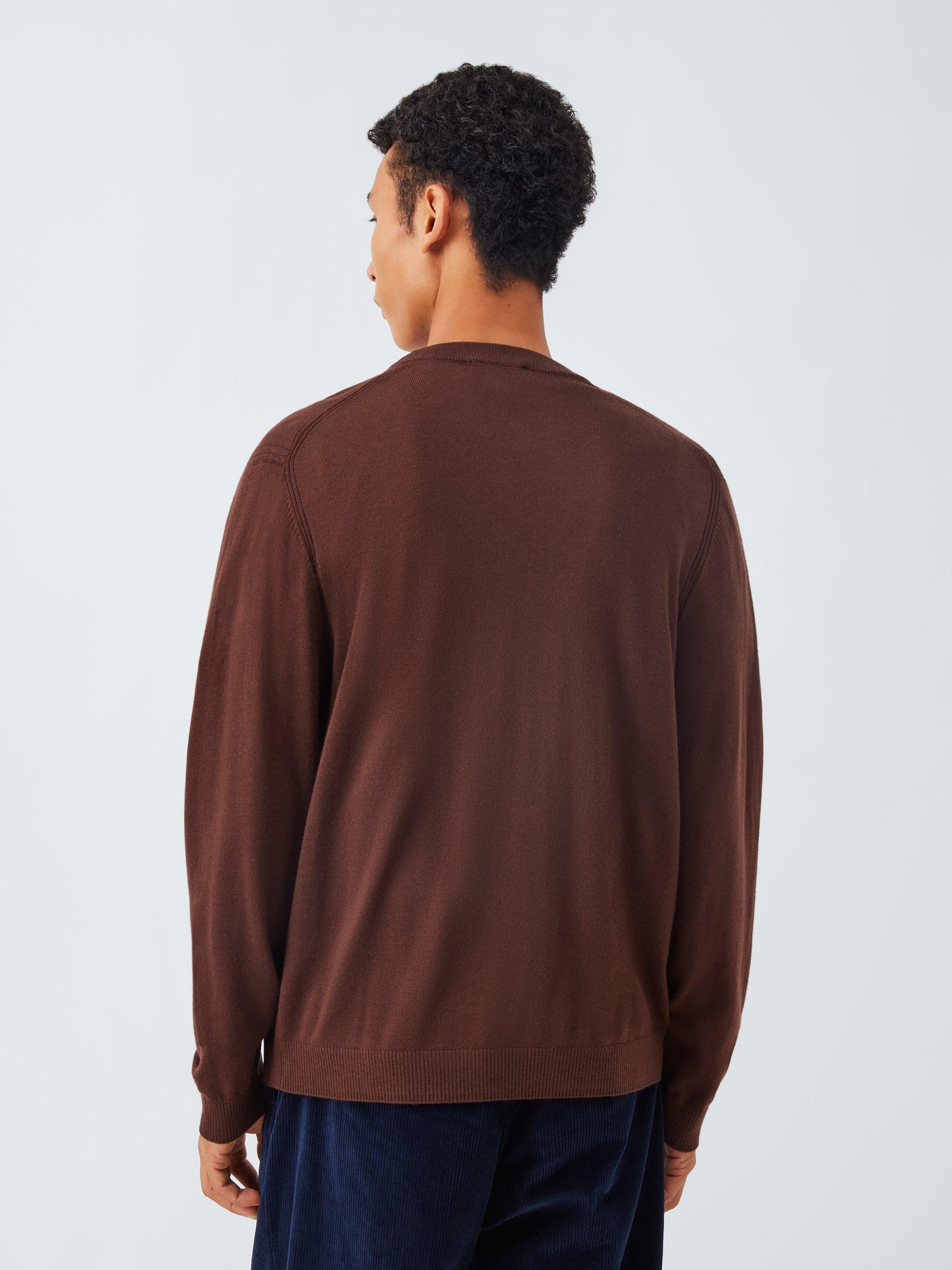 Product image 2 of 6, which shows John Lewis Merino Wool Crew Neck Jumper, Bitter Chocolate, S