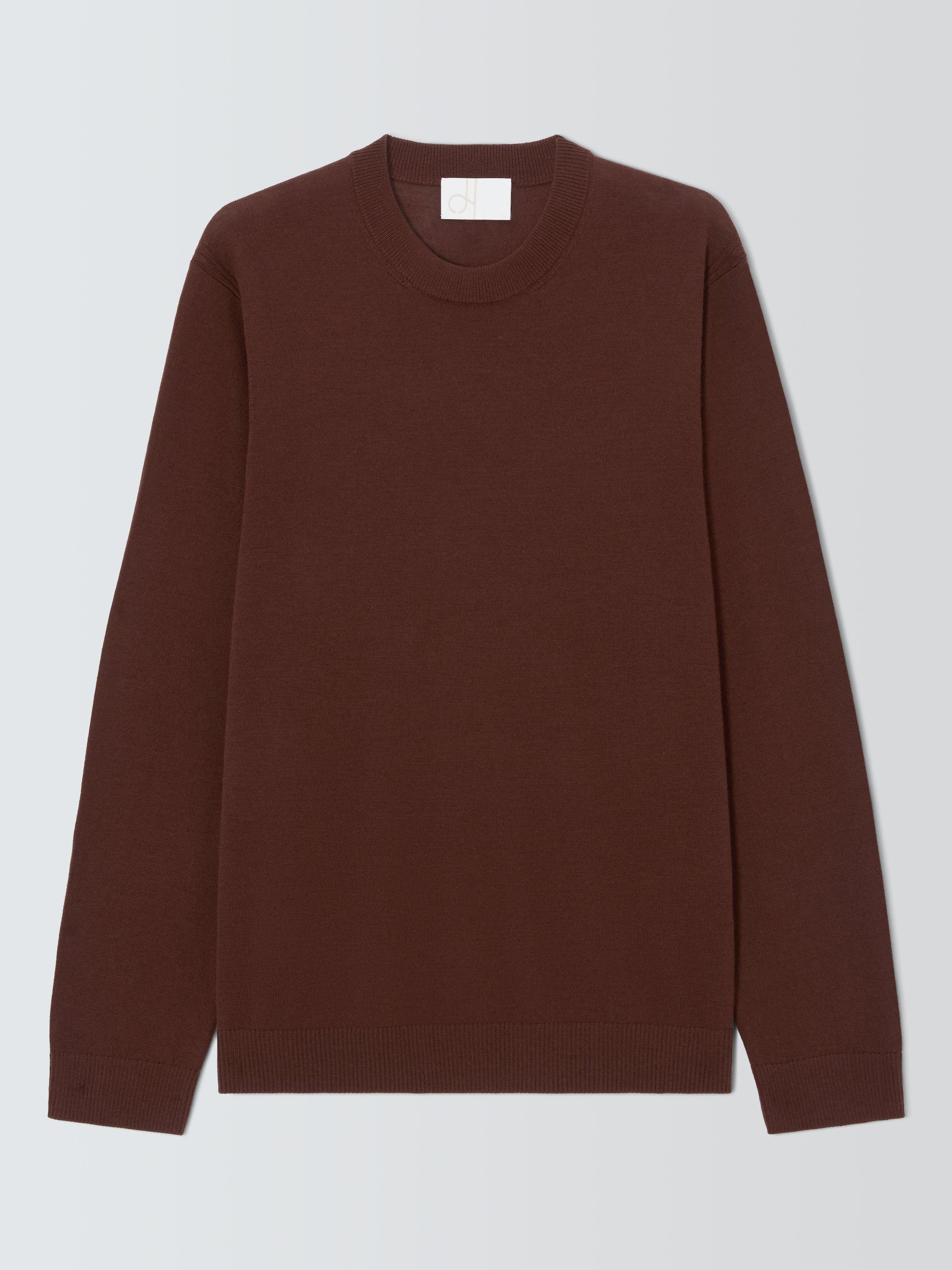 Product image 1 of 1, which shows John Lewis Merino Wool Crew Neck Jumper, Bitter Chocolate, S