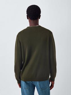 John Lewis Merino Wool V-Neck Cardigan, Army Green - view 2, Army Green