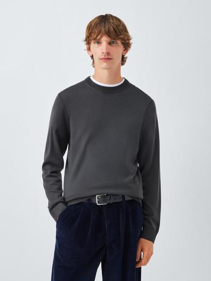 John Lewis Merino Wool Crew Neck Jumper, Asphalt