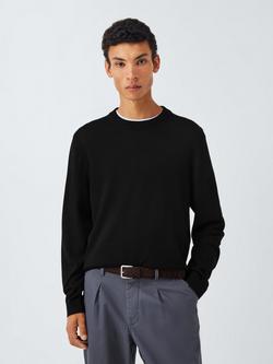 John Lewis Merino Wool Crew Neck Jumper, Black
