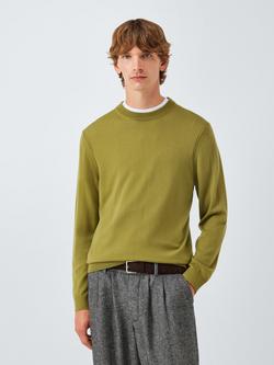 John Lewis Merino Wool Crew Neck Jumper, Olive