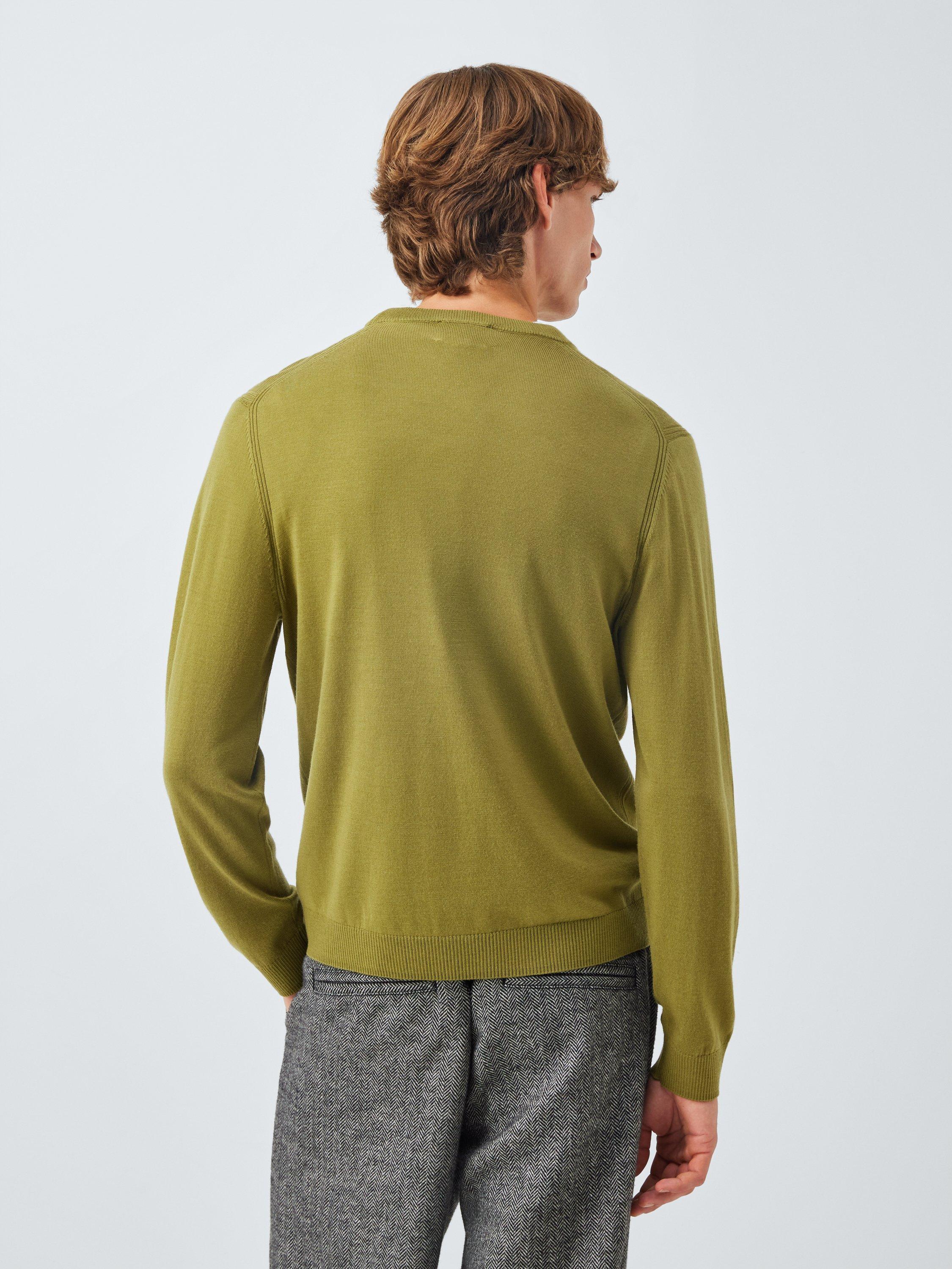 Product image 2 of 6, which shows John Lewis Merino Wool Crew Neck Jumper, Olive, M