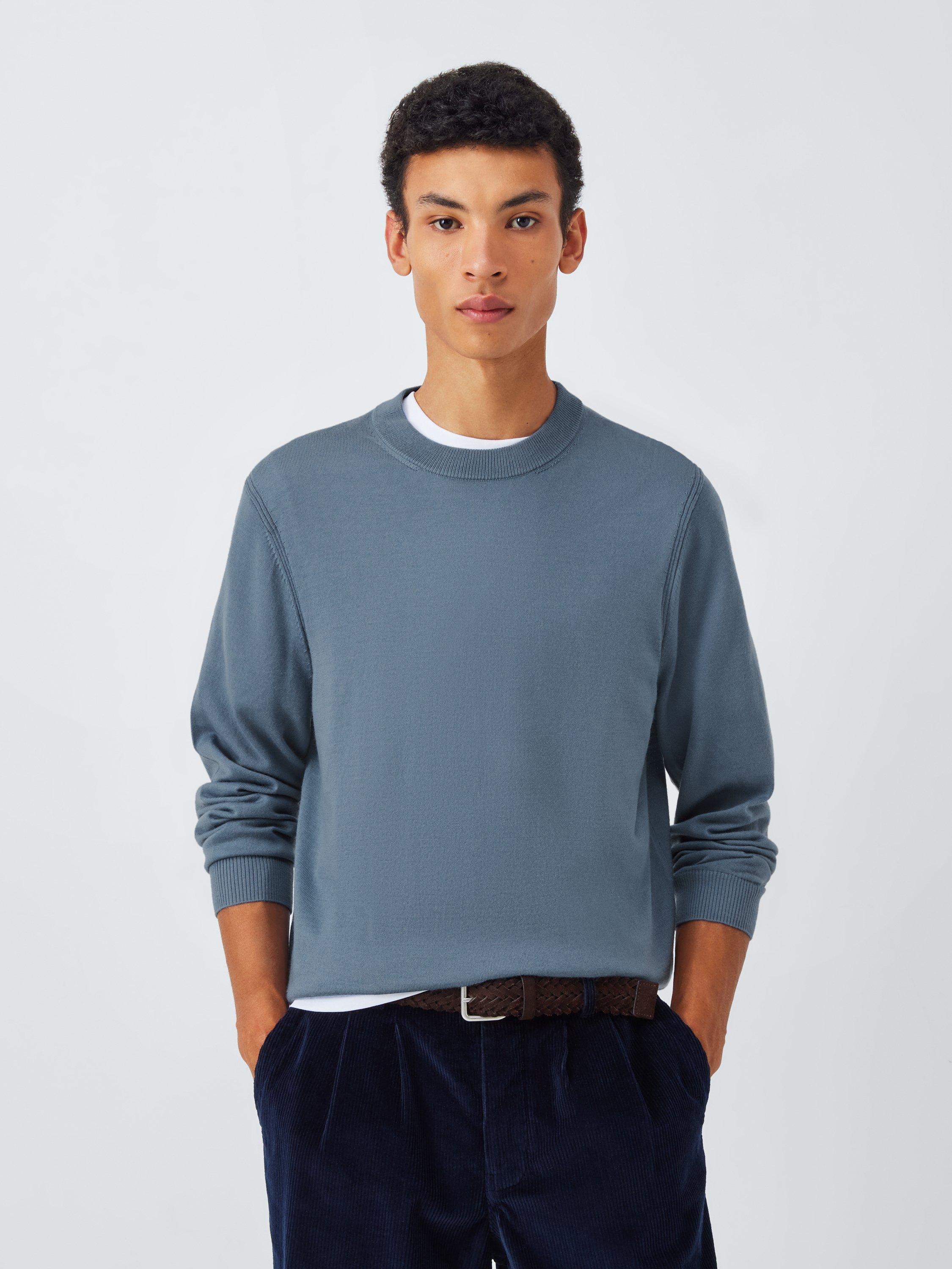 Product image 1 of 6, which shows John Lewis Merino Wool Crew Neck Jumper, Flint Stone, M