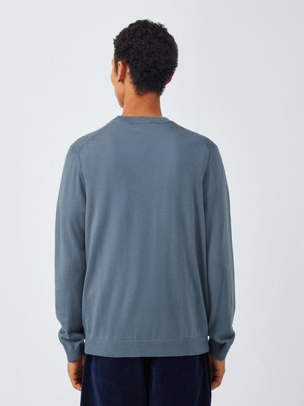 John Lewis Merino Wool Crew Neck Jumper - view 2, Flint Stone