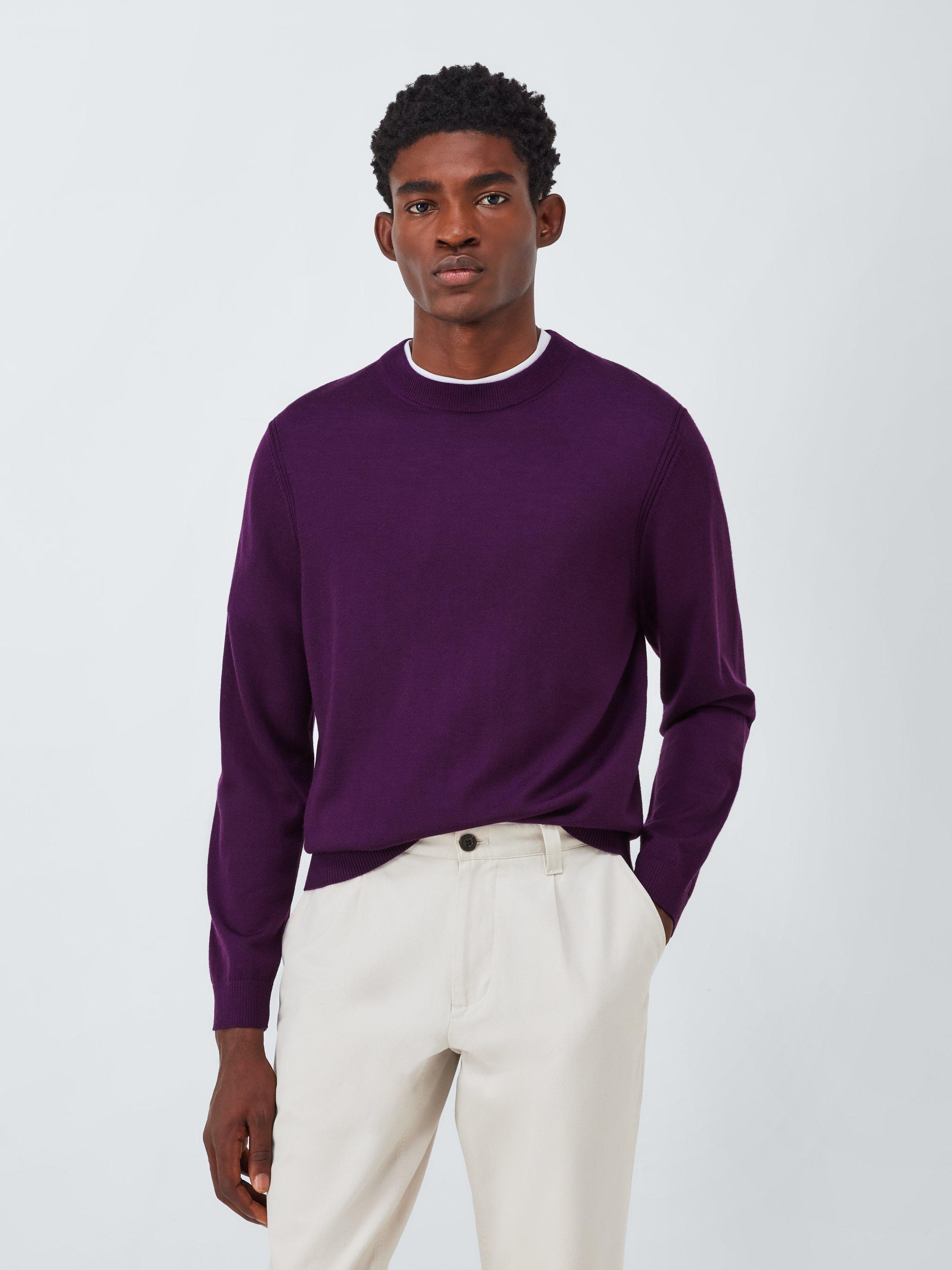 Product image 1 of 7, which shows John Lewis Merino Wool Crew Neck Jumper, Fig, M