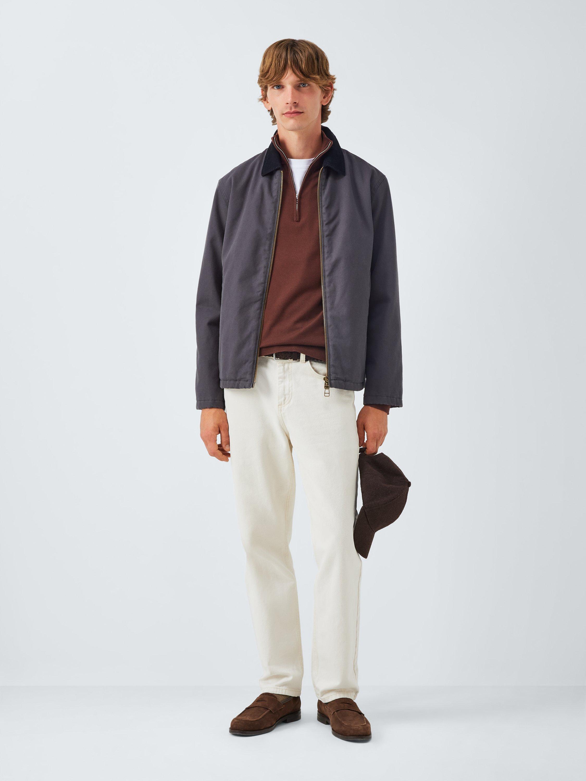 Product image 3 of 6, which shows John Lewis Merino Wool Half Zip Jumper, Bitter Chocolate, M