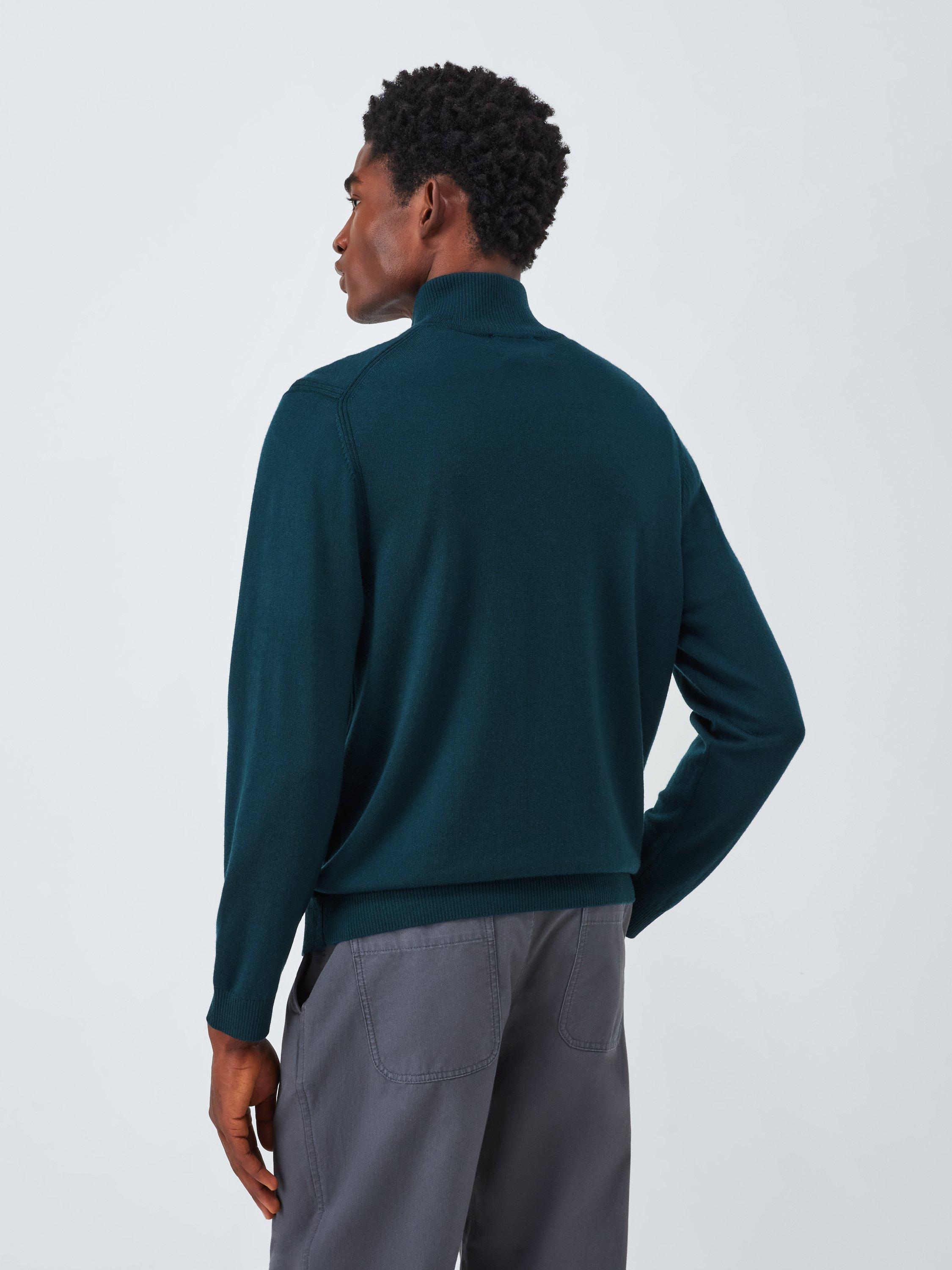 Product image 2 of 6, which shows John Lewis Merino Wool Half Zip Jumper, Deep Ocean, L