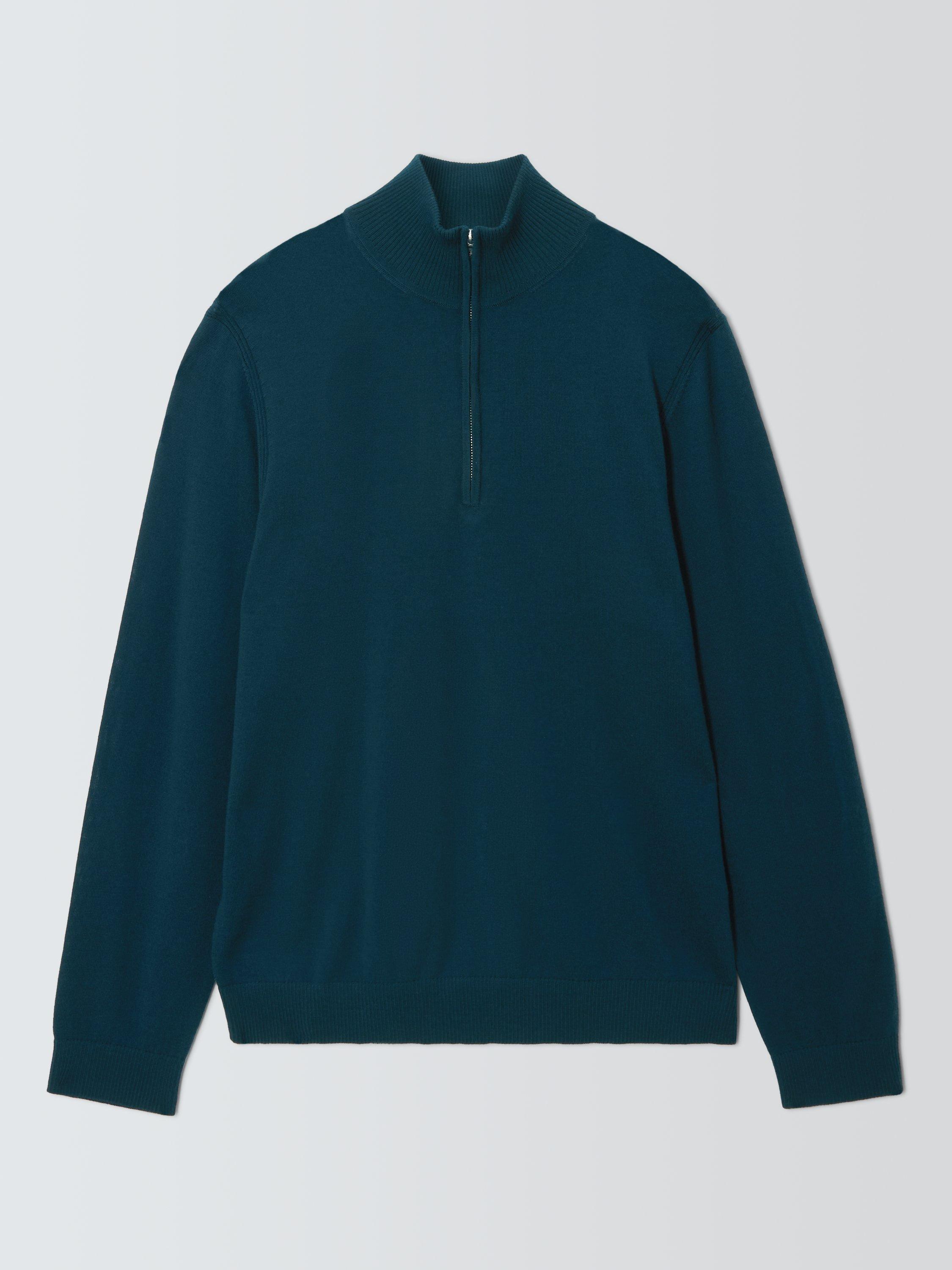 Product image 4 of 6, which shows John Lewis Merino Wool Half Zip Jumper, Deep Ocean, L