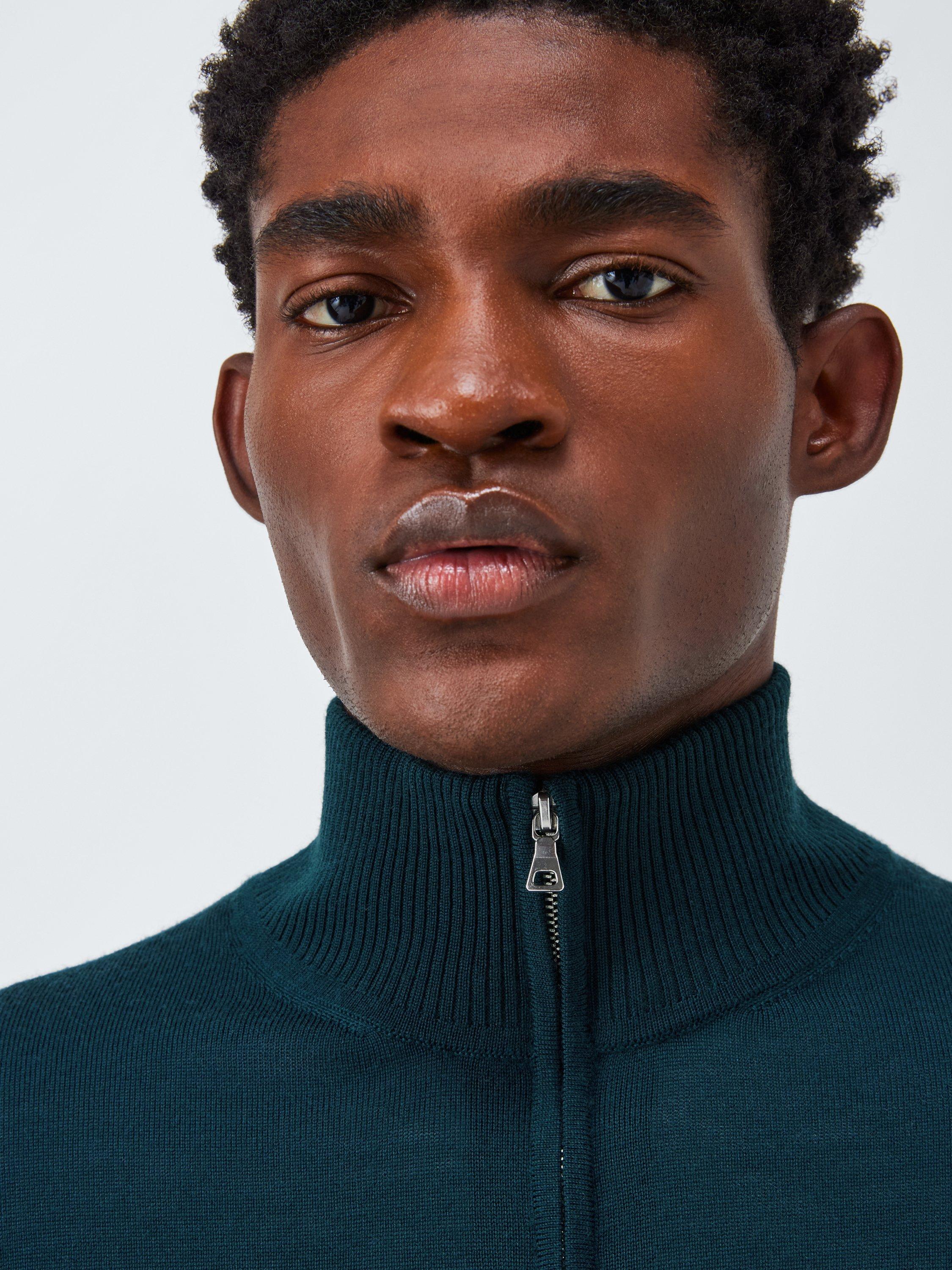 Product image 6 of 6, which shows John Lewis Merino Wool Half Zip Jumper, Deep Ocean, L