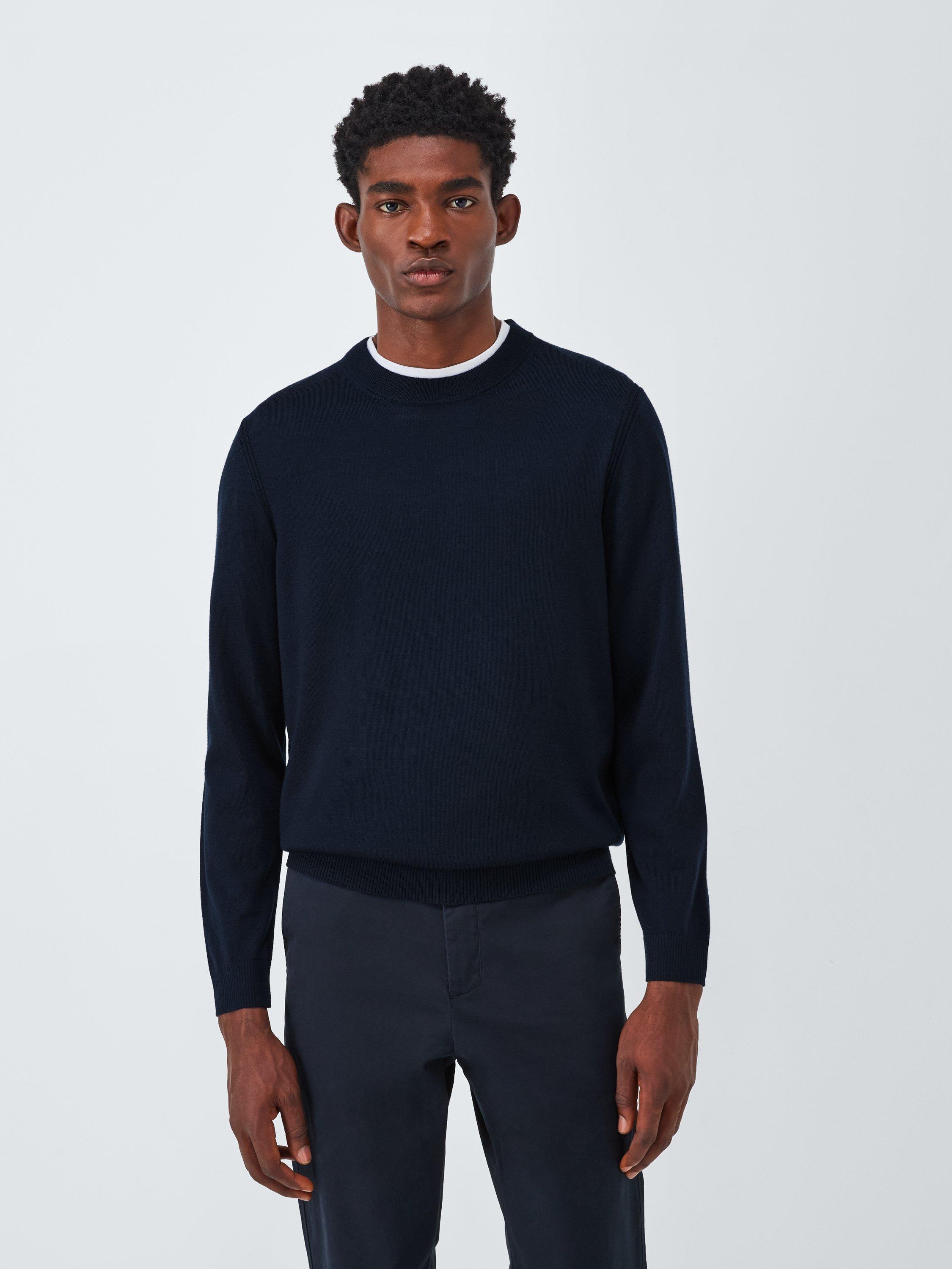 Product image 1 of 6, which shows John Lewis Merino Wool Crew Neck Jumper, Sky Captain, S