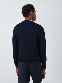 John Lewis Merino Wool Crew Neck Jumper - view 2, Sky Captain