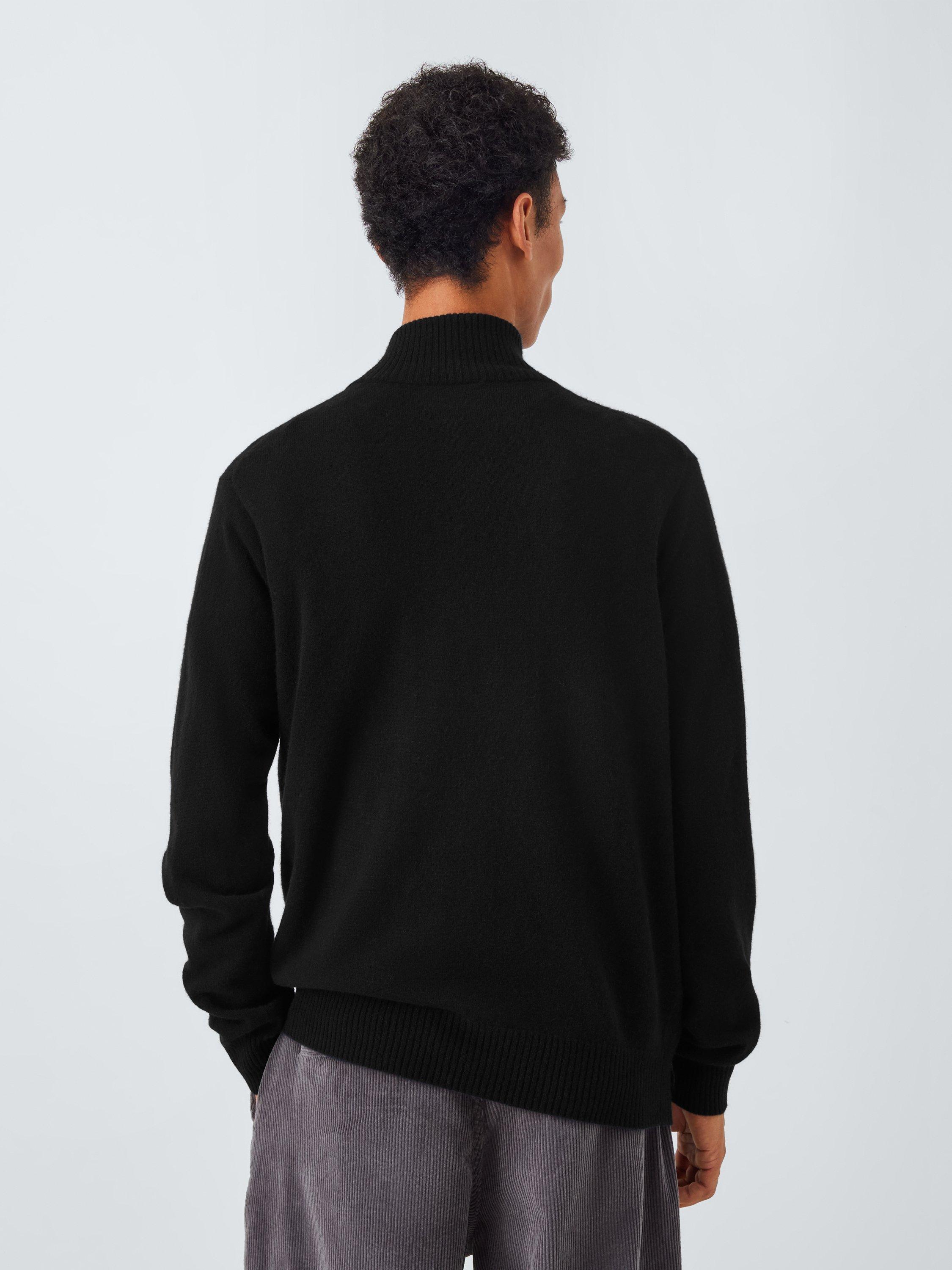 Product image 2 of 6, which shows John Lewis Merino Wool Half Zip Jumper, Black, S