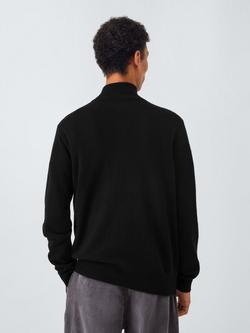 John Lewis Merino Wool Half Zip Jumper - view 2, Black