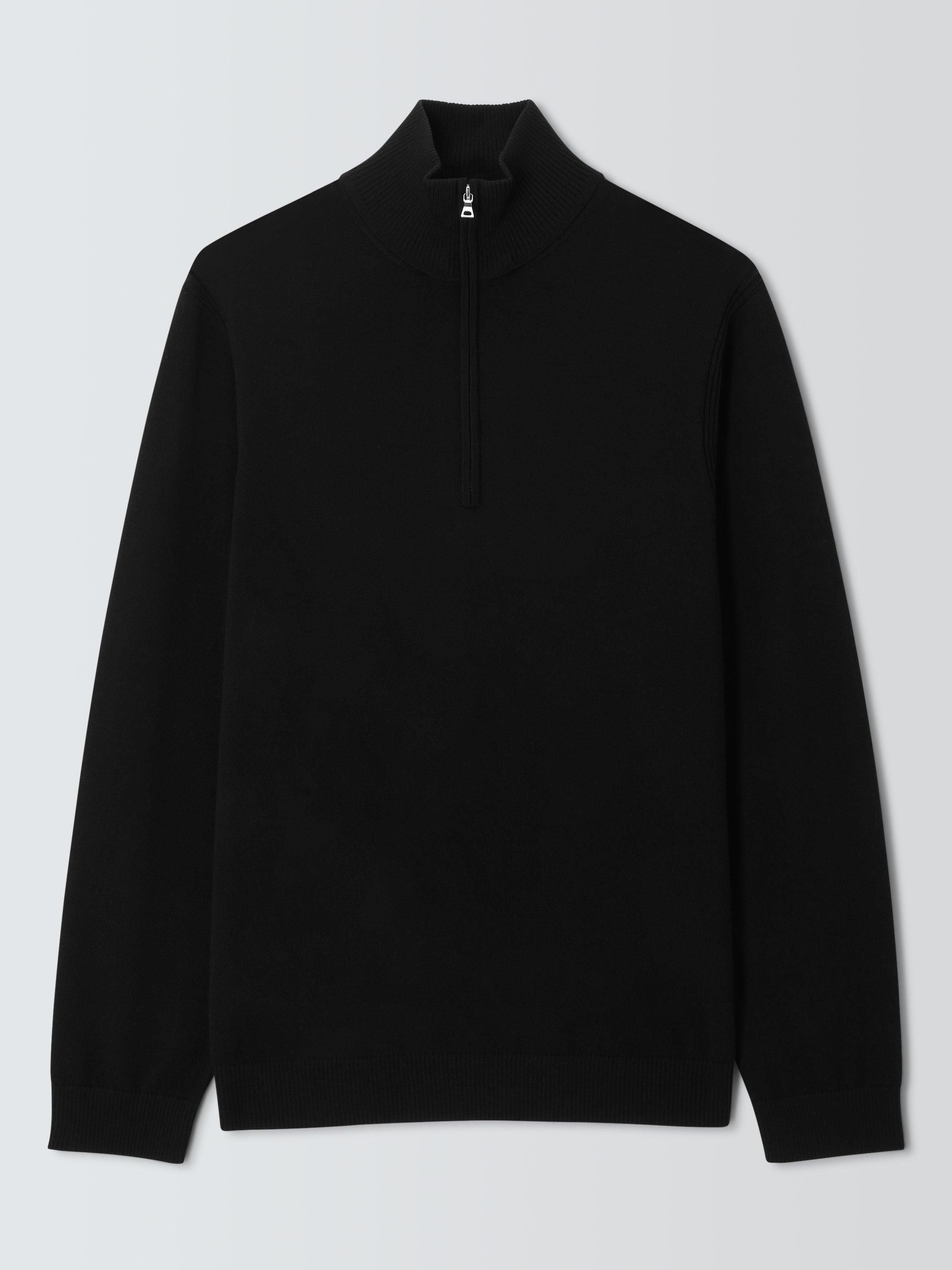 Product image 4 of 6, which shows John Lewis Merino Wool Half Zip Jumper, Black, S