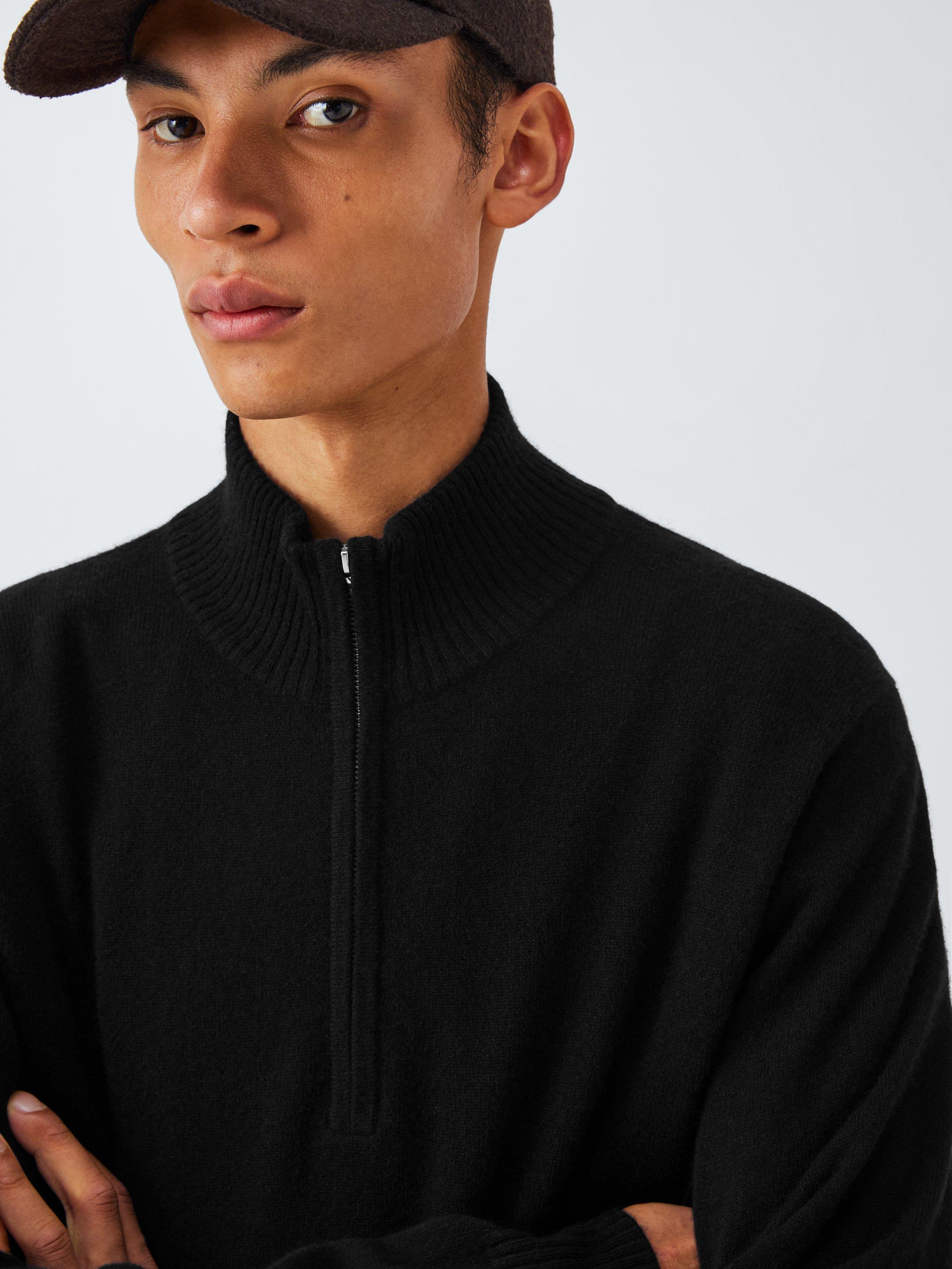 Product image 5 of 6, which shows John Lewis Merino Wool Half Zip Jumper, Black, S