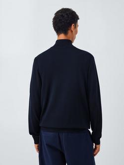 John Lewis Merino Wool Half Zip Jumper - view 2, Sky Captain