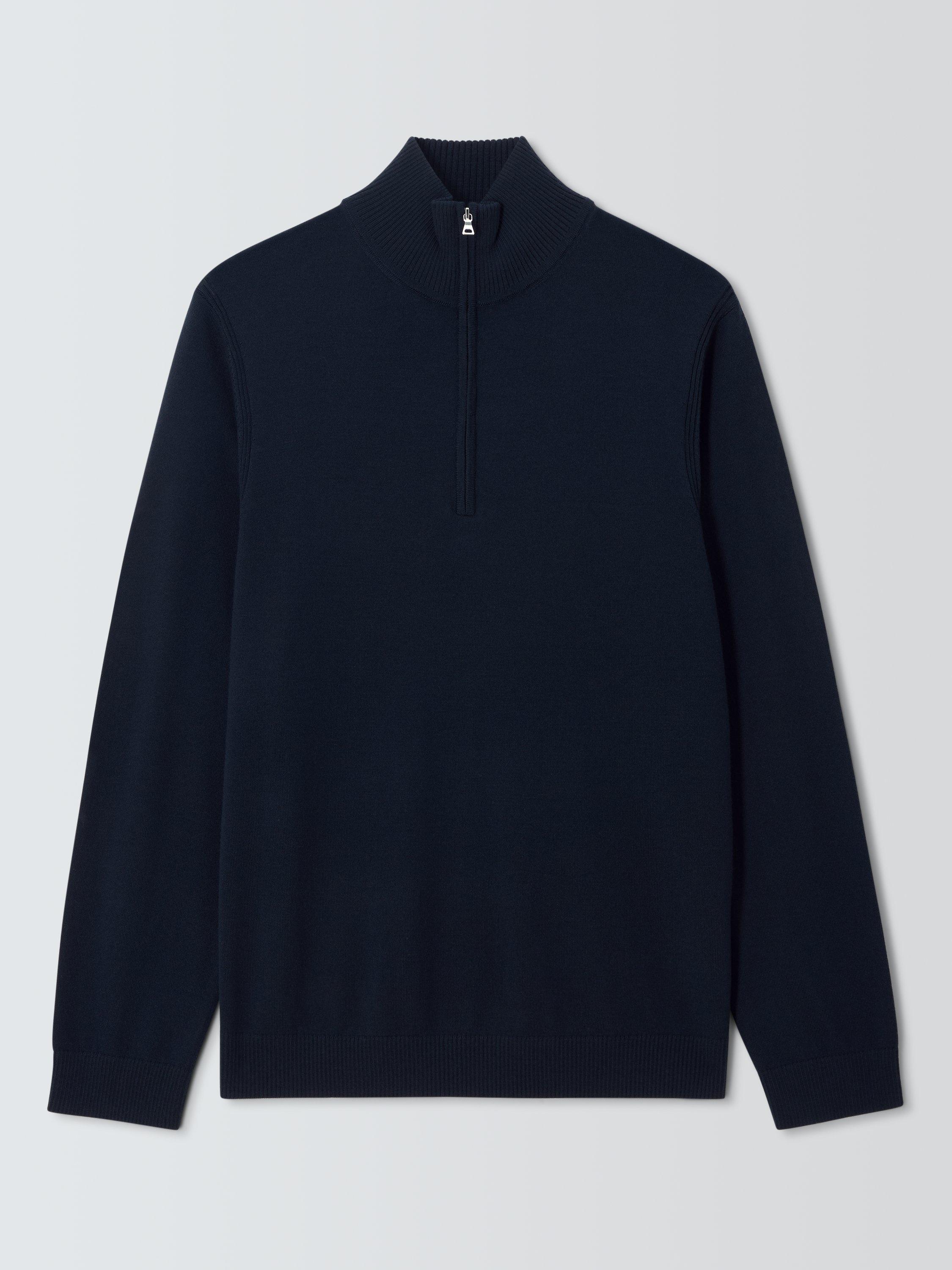 Product image 4 of 6, which shows John Lewis Merino Wool Half Zip Jumper, Sky Captain, S
