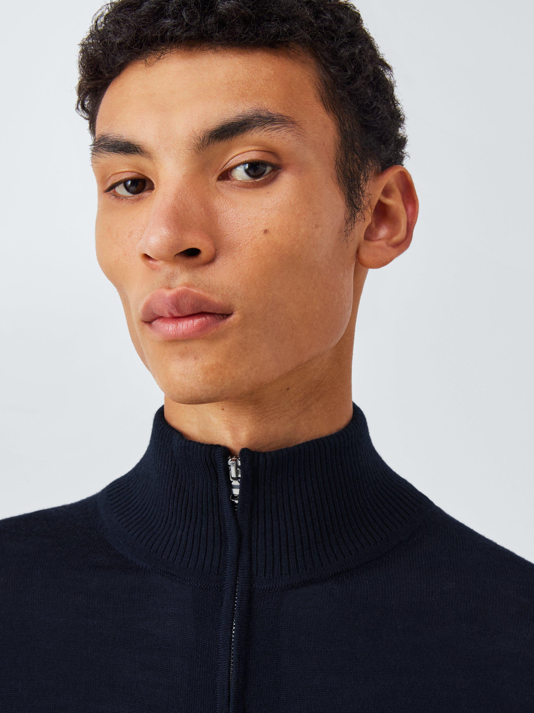 Product image 5 of 6, which shows John Lewis Merino Wool Half Zip Jumper, Sky Captain, S