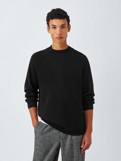 John Lewis Merino Wool Mock Neck Jumper, Black