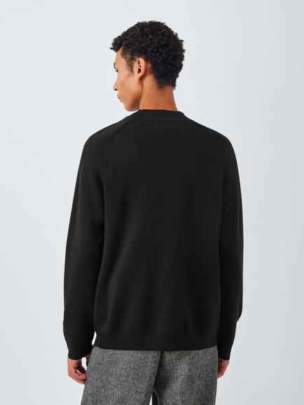 John Lewis Merino Wool Mock Neck Jumper - view 2, Black
