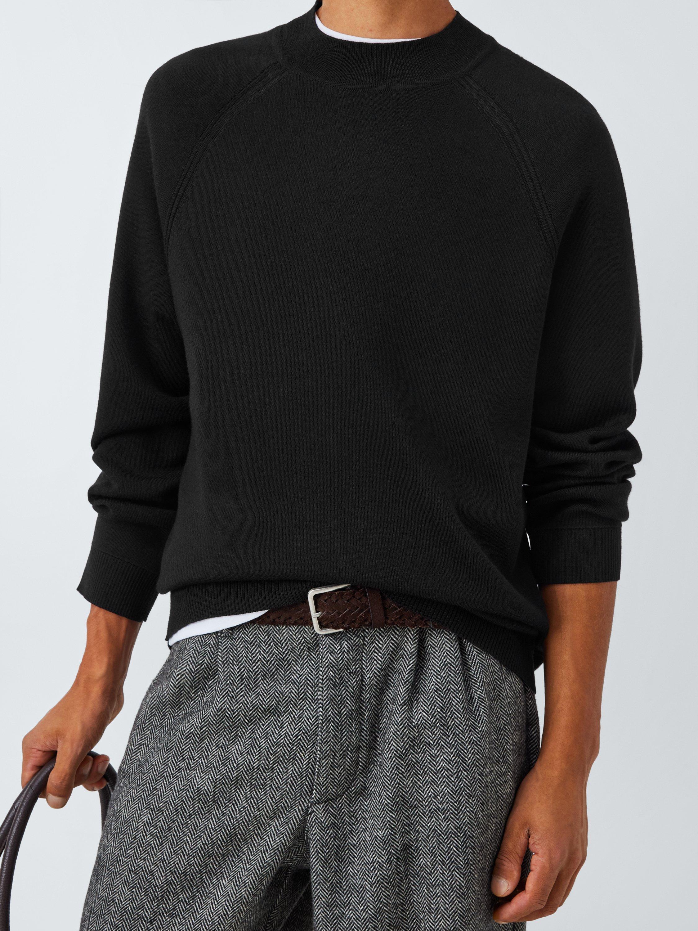 Product image 6 of 6, which shows John Lewis Merino Wool Mock Neck Jumper, Black, M
