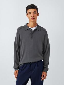 John Lewis Merino Wool Polo Shirt, Asphalt