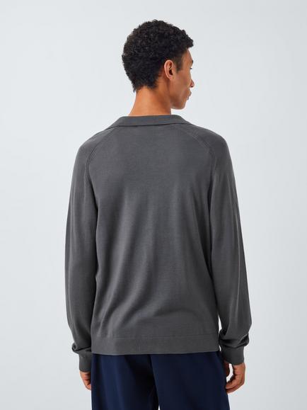 John Lewis Merino Wool Polo Shirt - view 2, Asphalt