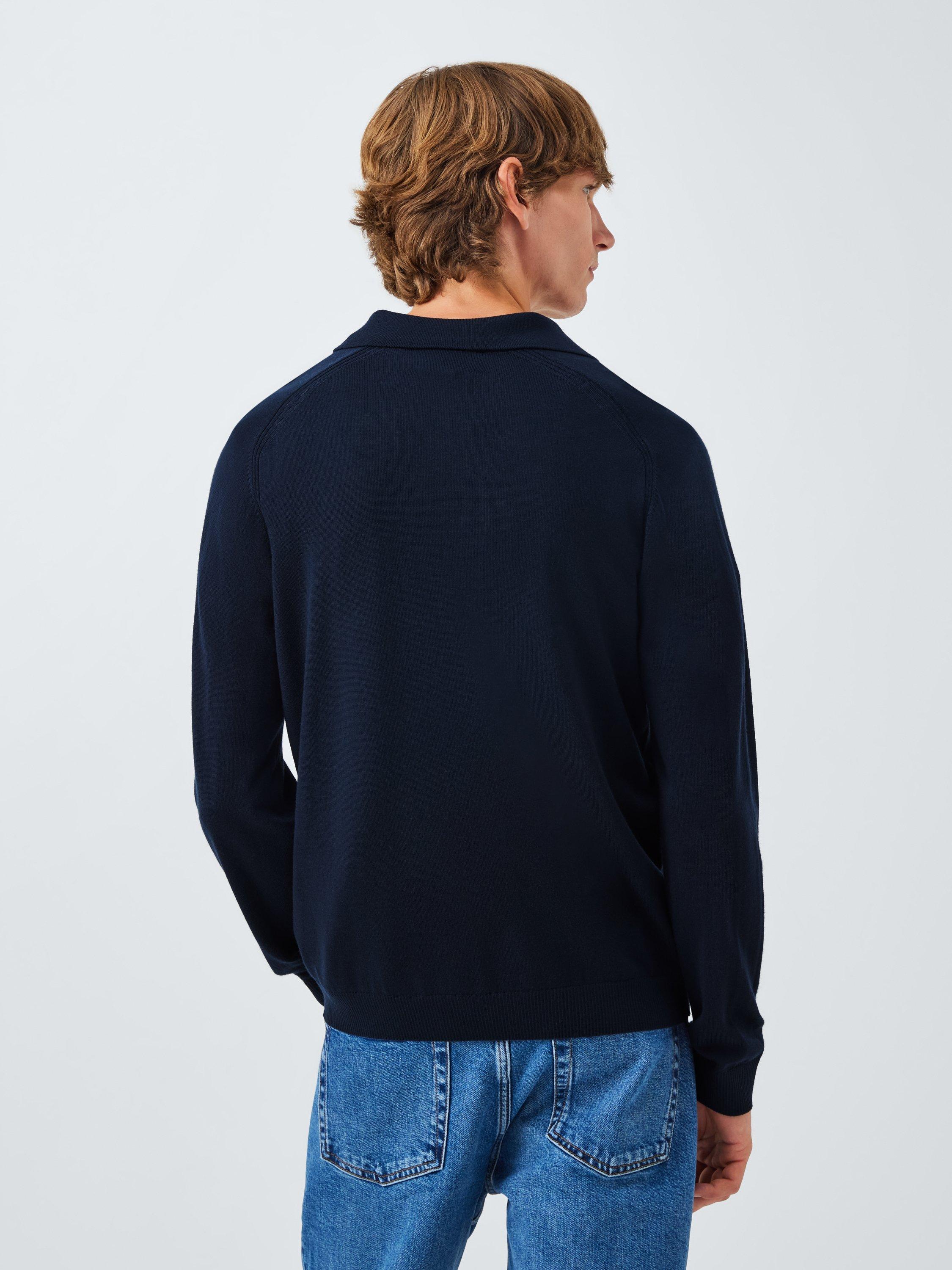 Product image 2 of 6, which shows John Lewis Merino Wool Polo Shirt, Sky Captain, S