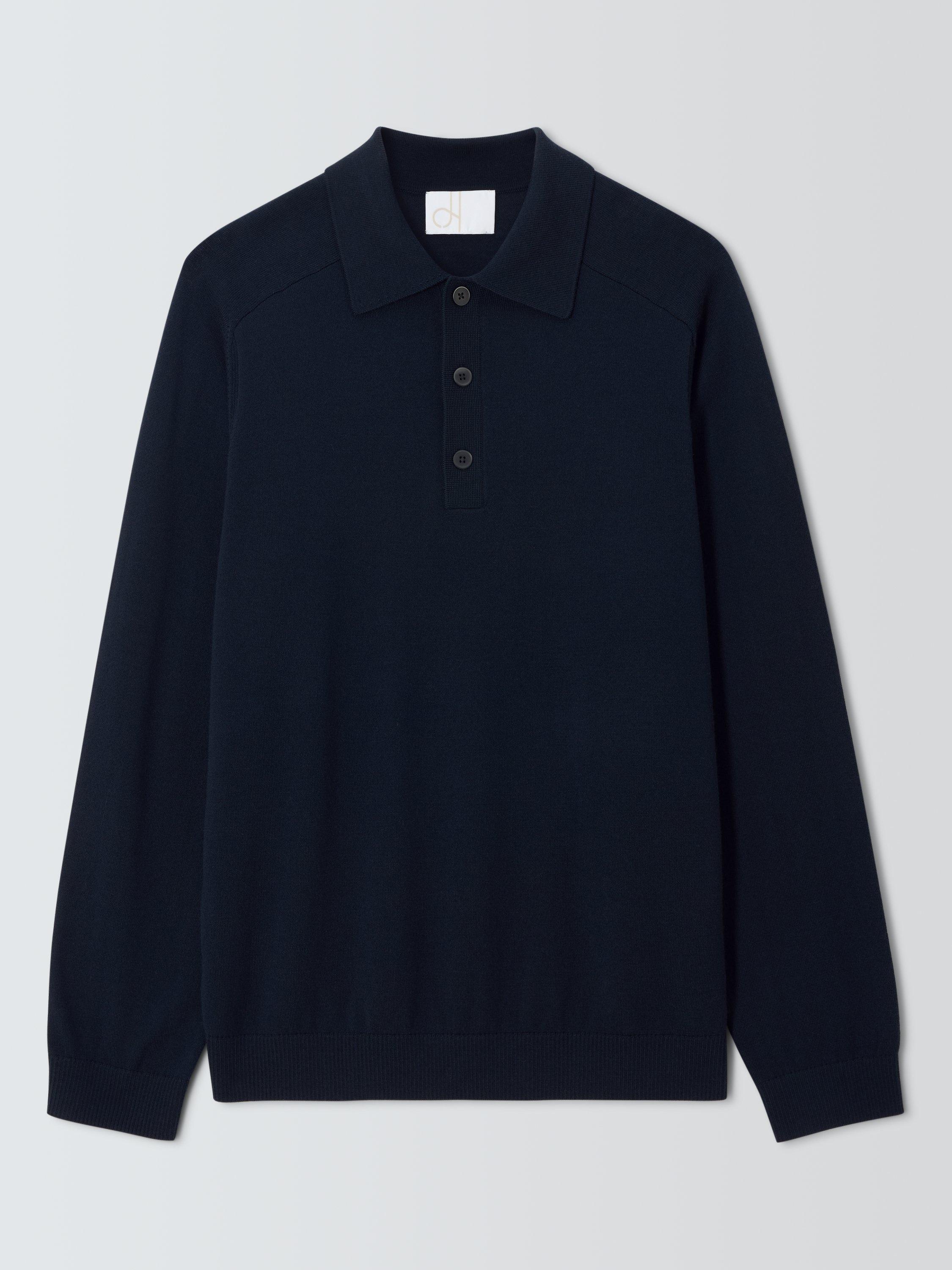 Product image 4 of 6, which shows John Lewis Merino Wool Polo Shirt, Sky Captain, S