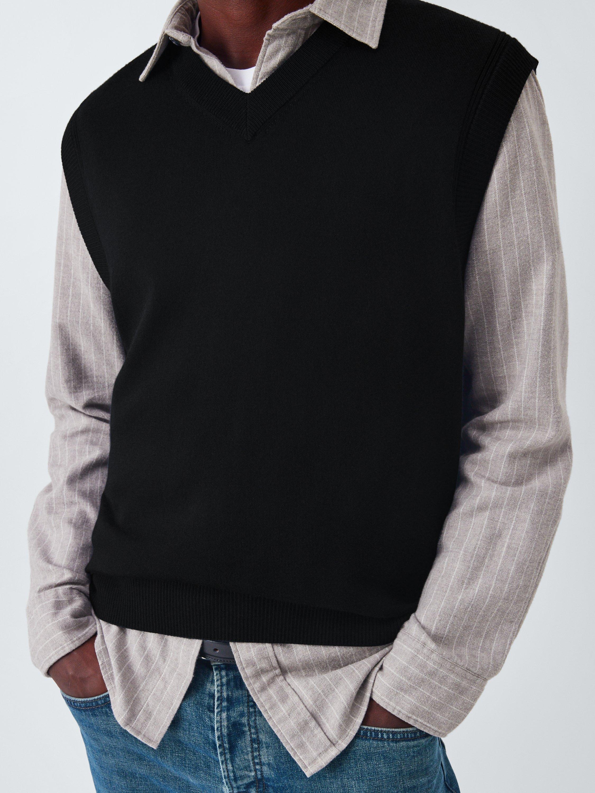 Product image 6 of 6, which shows John Lewis Merino Wool V-Neck Tank Top, Black, M