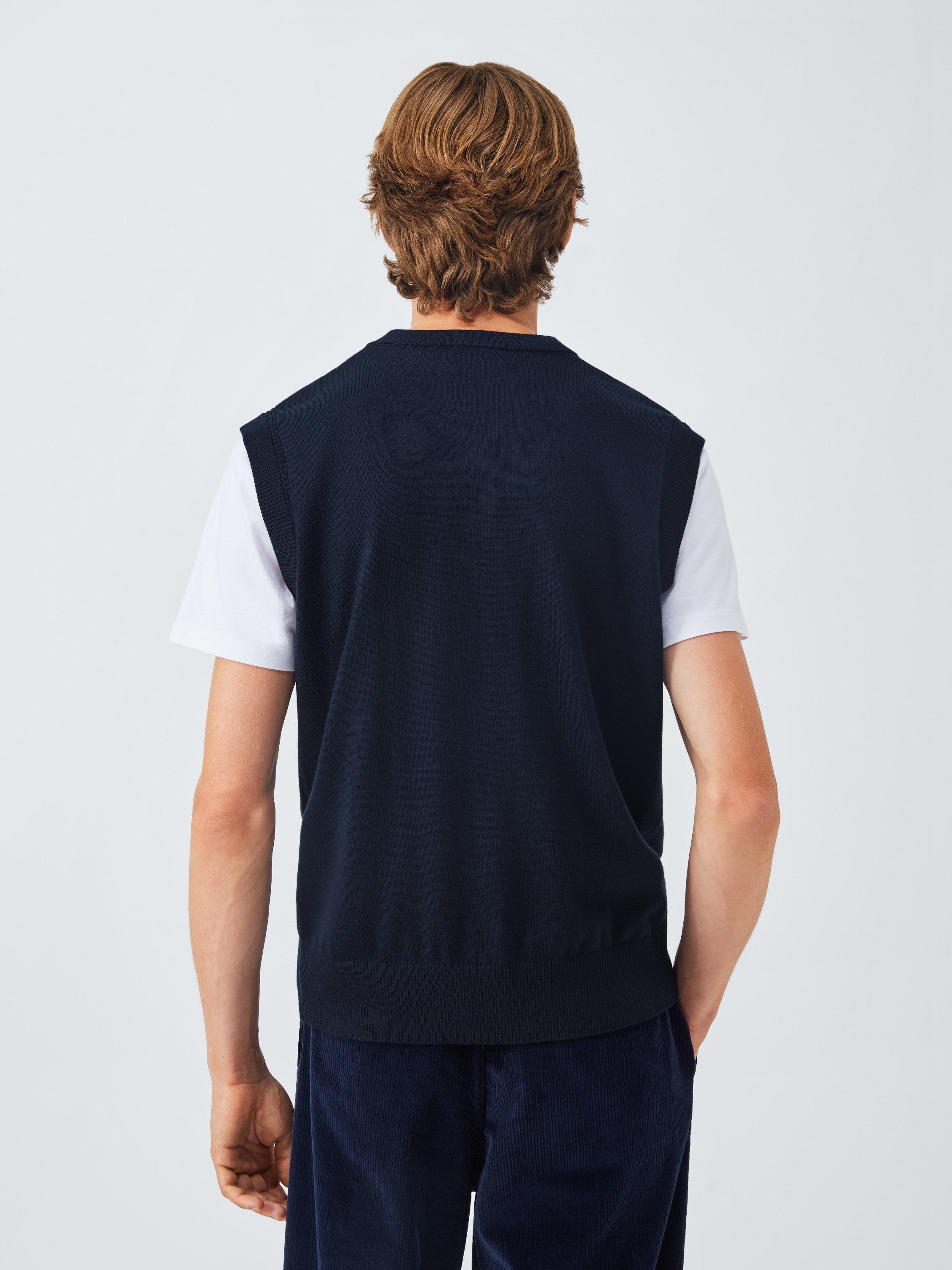 Product image 2 of 6, which shows John Lewis Merino Wool V-Neck Tank Top, Sky Captain, M