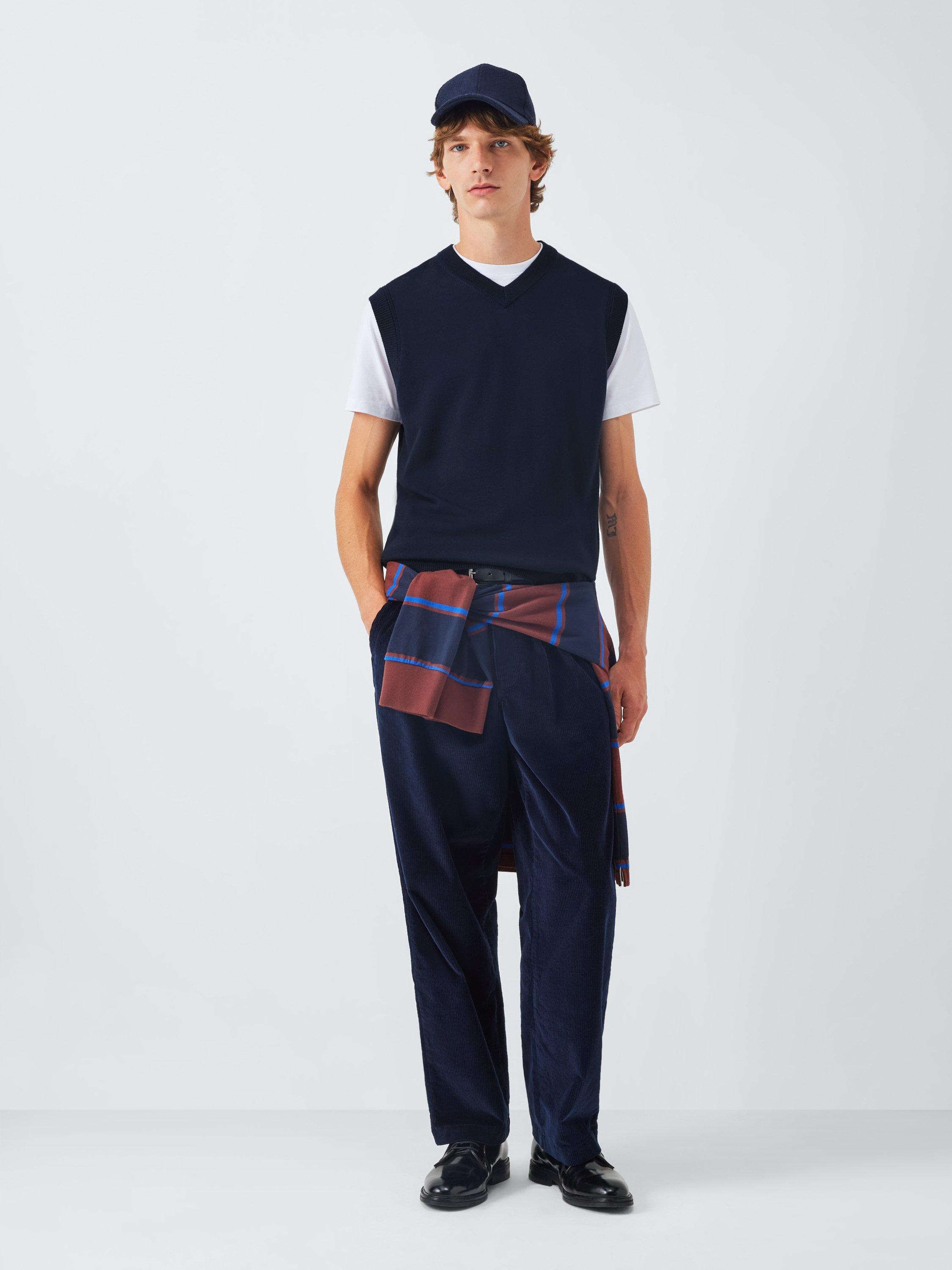 Product image 3 of 6, which shows John Lewis Merino Wool V-Neck Tank Top, Sky Captain, M