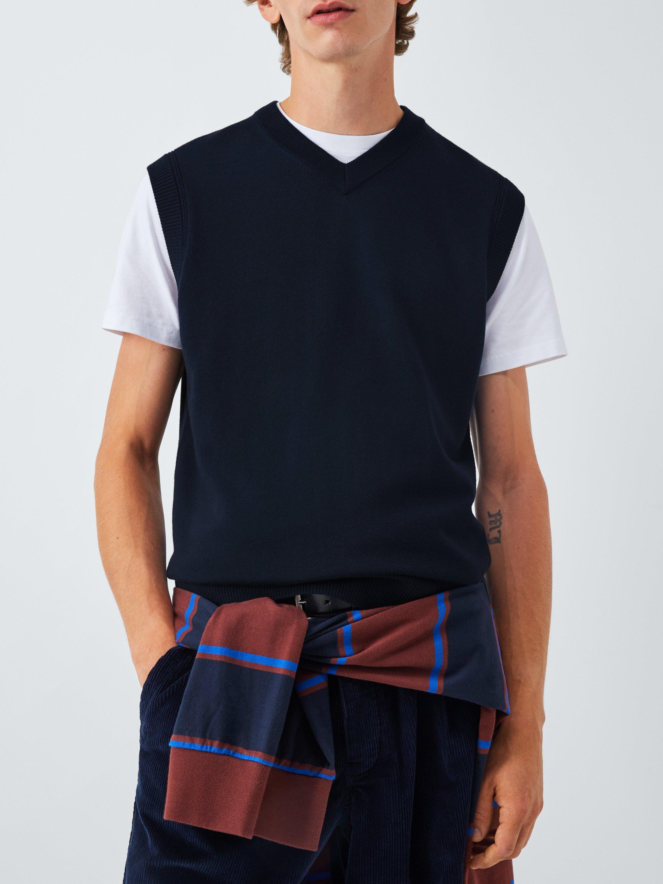 Product image 5 of 6, which shows John Lewis Merino Wool V-Neck Tank Top, Sky Captain, M