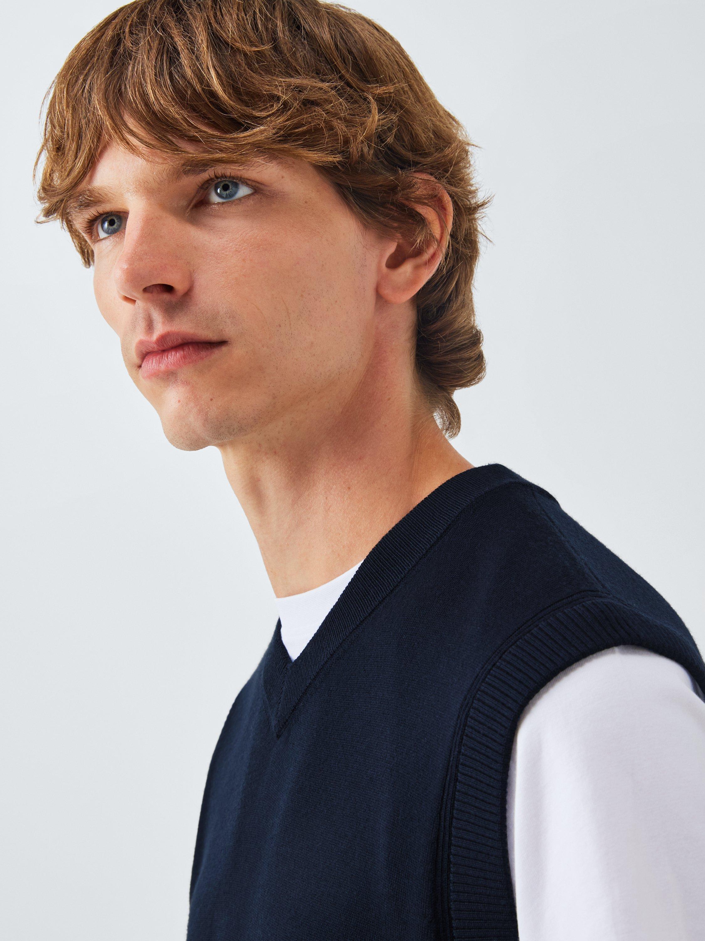 Product image 6 of 6, which shows John Lewis Merino Wool V-Neck Tank Top, Sky Captain, M