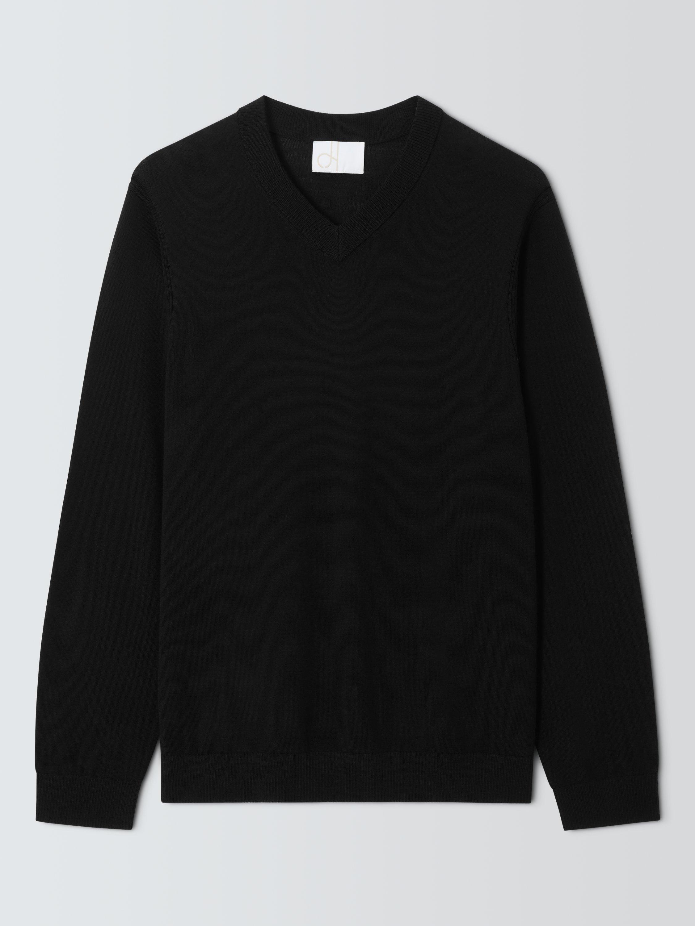 Product image 4 of 6, which shows John Lewis Merino Wool V-Neck Jumper, Black, M