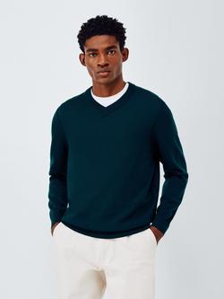 John Lewis Merino Wool V-Neck Jumper, Deep Ocean