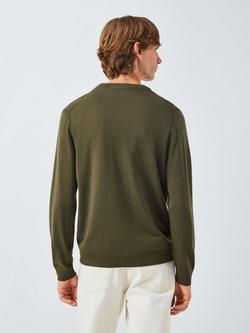 John Lewis Merino Wool V-Neck Jumper - view 2, Ivy Green
