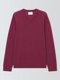 John Lewis Merino Wool V-Neck Jumper, Raspberry Coulis