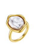 Orelia Molten Shaped Pearl Ring, Pale Gold