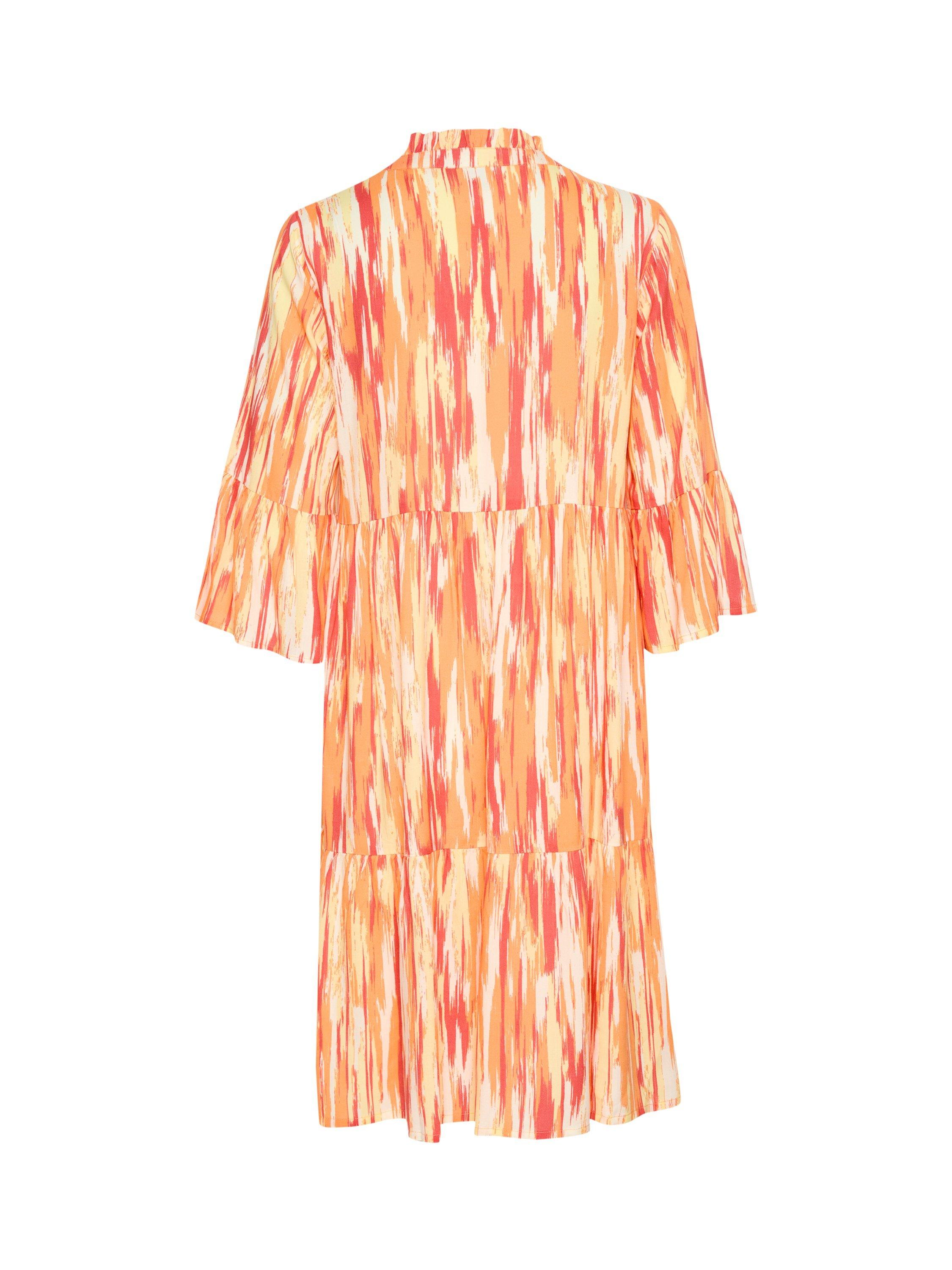 Product image 5 of 5, which shows KAFFE Arina 3/4 Sleeve A-Line Fit Dress, Orange/Multi, 8