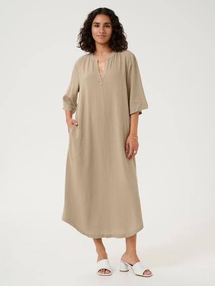 KAFFE Milia Kaftan Midi Dress, Beige, Beige