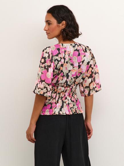 KAFFE Alina Floral Top, Pink/Multi - view 2, Pink/Multi