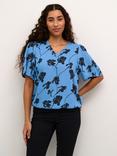 KAFFE Ariana Floral Top, Blue/Multi