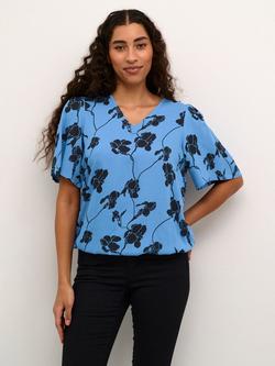 KAFFE Ariana Floral Top, Blue/Multi, Blue/Multi