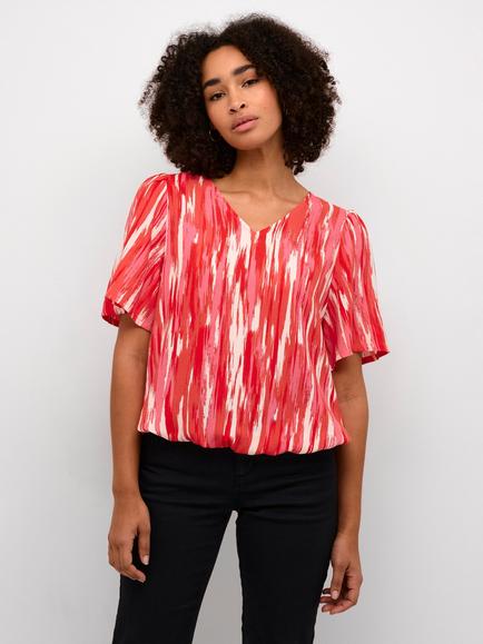 KAFFE Ariana Stripe Top, Pink/Multi, Pink/Multi