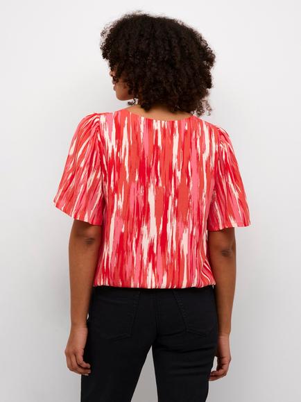 KAFFE Ariana Stripe Top, Pink/Multi - view 2, Pink/Multi
