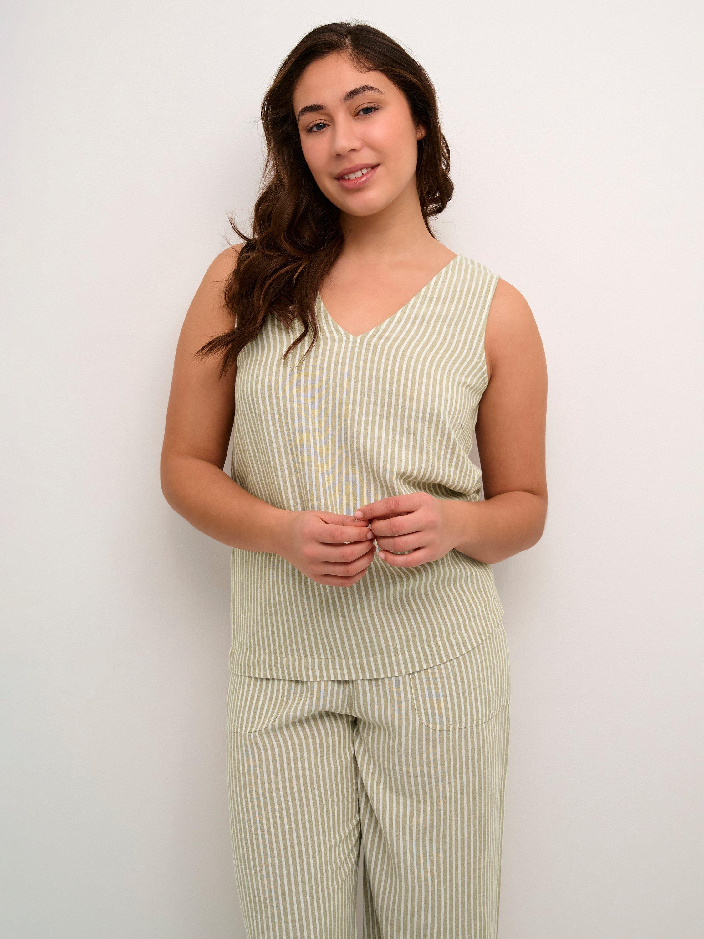 KAFFE Milia Striped Vest, Beige/Multi